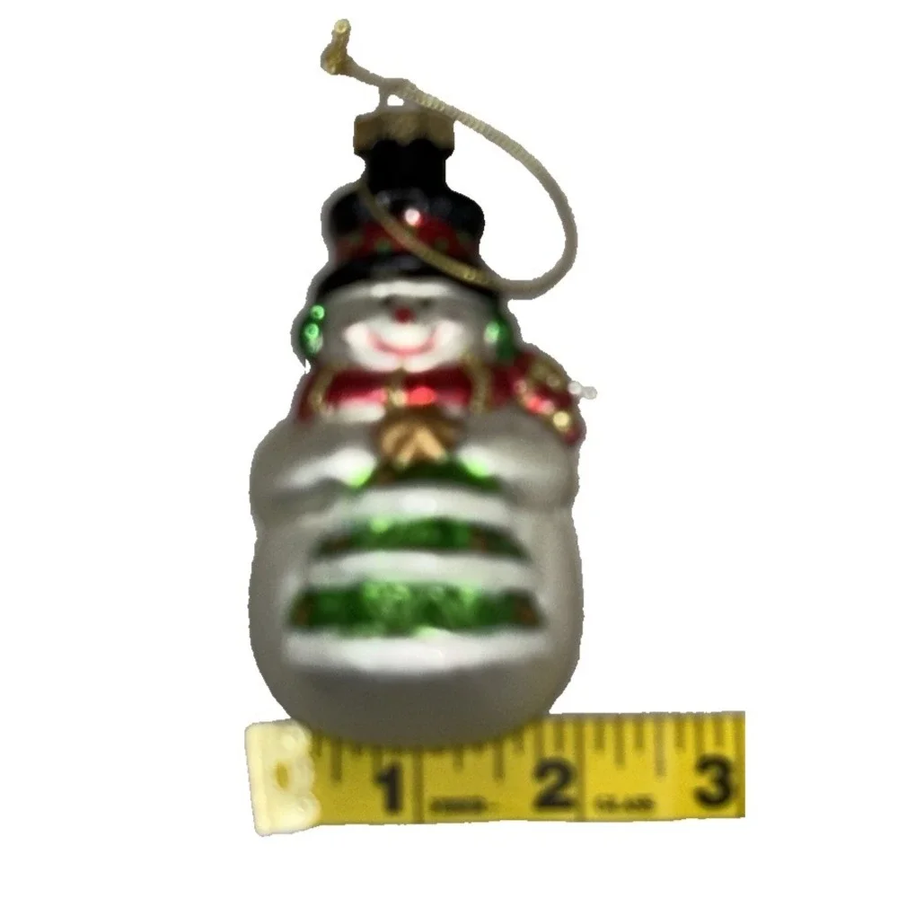 Vintage Blown Glass Snowman with Hat & Scarf Christmas Tree Ornament 3 1/2